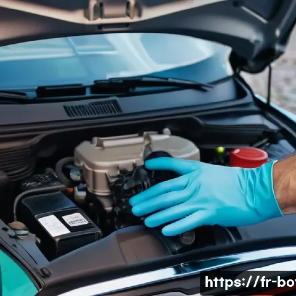 미니카 유지관리 주의사항 - A close-up scene of a mechanic&rsquo;s hands checking the oil and coolant fluid levels in the engine compa...