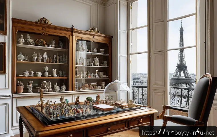 미니카 부품 직구 성공 팁 - A cozy, well-lit collector’s room in a modern Parisian apartment, featuring elegant adjustable glass...